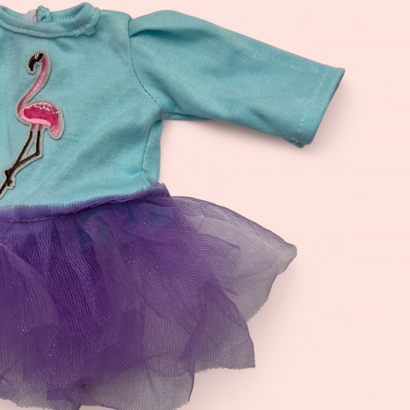 18” Doll Long Sleeve Pink Flamingo Tutu Dress Pretend Play Doll Dress Up Dress - Picture 5 of 7